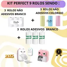 9 rolos bobina colorida mini impressora gatinho 57x30 bobina adesiva, e não adesiva