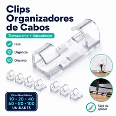 Clips Fixador Organizador de Fios e Cabos Autoadesivo Transparente Prendedor Colante Adesivo
