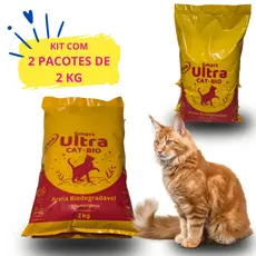 Kit 2 Pacotes de Areia Higiênica 2kg – Ultra Cat Bio, Biodegradável e Antiodor