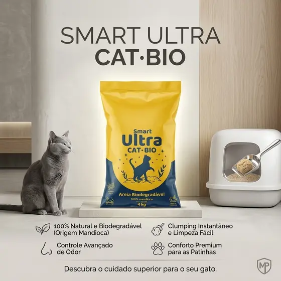 Areia Biodegradável para Gatos 4kg + Brinquedo com Catnip – Elimina Odores