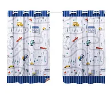 Cortina Quarto Infantil Criança Pequena Basica 2,00x1,40 Varao Simples Menino Carros Pista Corrida