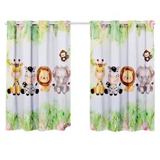 Cortina Quarto Infantil Criança Kids Bebe Menino Menina 2,00x1,40 Simples Safari Savana Bichinhos