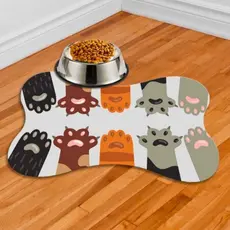 Tapete Pet Antiderrapante Emborrachado Comedouro Bebedouro Pequeno Simples Lavavel Cao Gato Patinhas