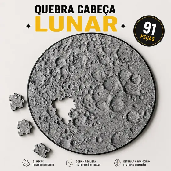 Quebra cabeça Superfície Lunar quebra cabeça de lua quebra cabeça tematico colecionavel decorativo 91 peças