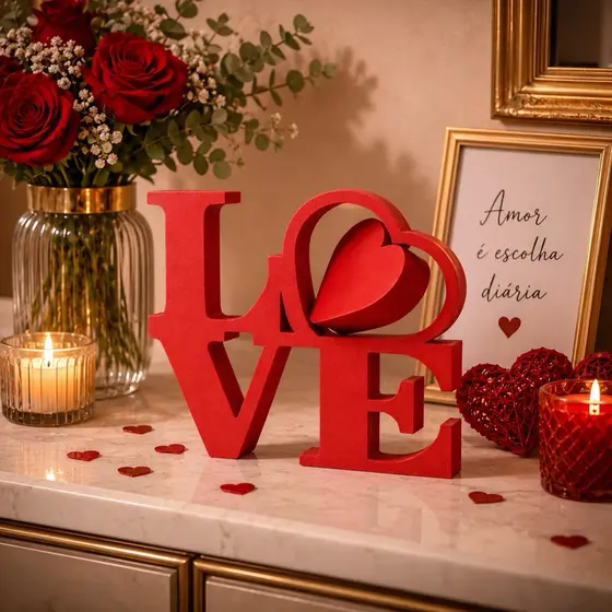 Letreiro Decorativo Love Amor Coração Romântico Decoração  Dia Dos Namorados