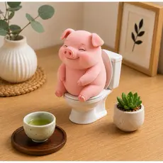 Kit 3 Porquinhos no vaso Decorativos para Banheiro –  porco papel higiênico porco sorridente porco no vaso
