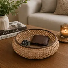 Organizador decorativo e Porta objetos Rattan, bandeja Moderna Chaves Carteira Para Mesa Sala Quarto