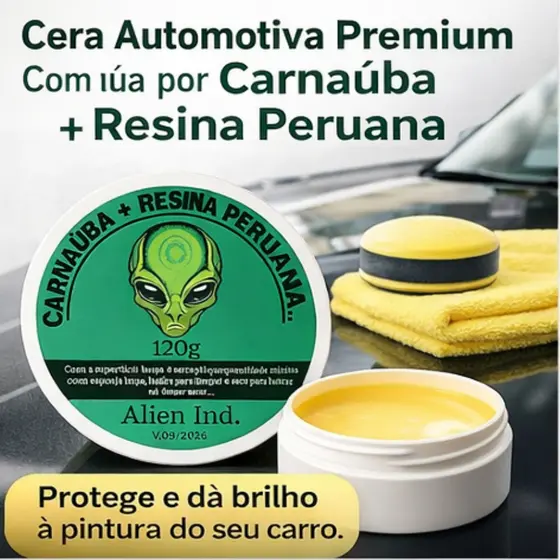 Cera Alien Ind Automotiva 120g - Restaura Pintura Queimada do Sol - Tira Riscos Com Proteção UV