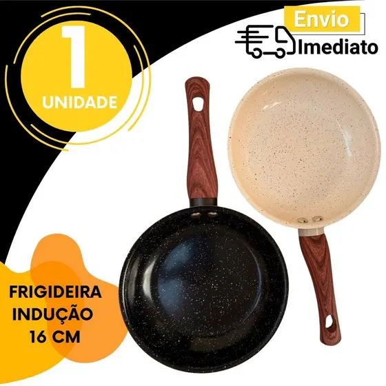 Frigideira 18cm Cerâmica Antiaderente Indução Cabo Antitérmico Fogão Gás Elétrico 1 Unidade MULTIUSO