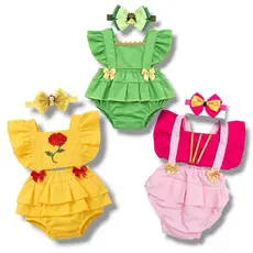 Body Bebê Princesas Mesversário Fantasia Infantil Romper com Laço