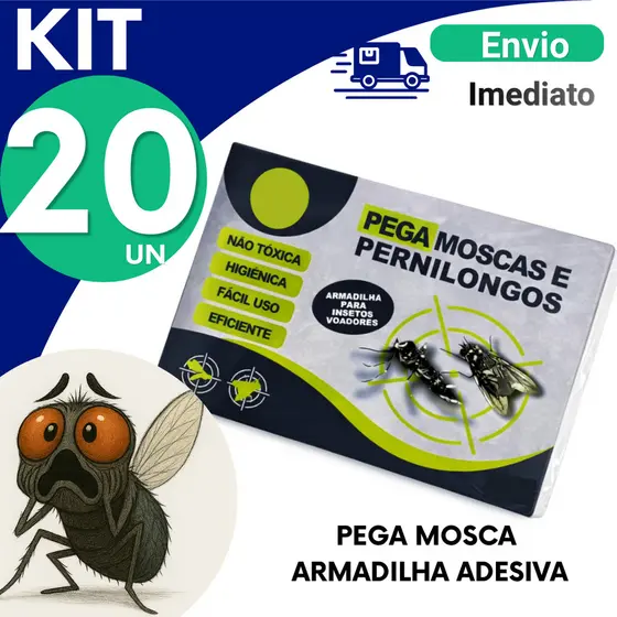 Fita Adesiva Captura Moscas e Insetos  Alta Fixação Anti Mosquito Uso Doméstico 20, 15, 10, ou 5  Unidades