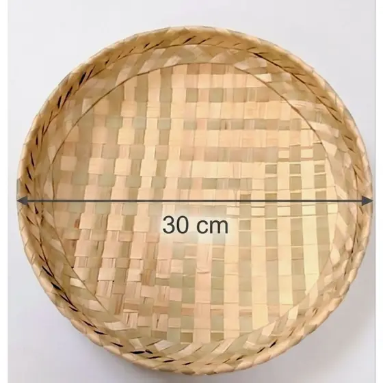 Peneira decorativa de 30cm com borda, palha carnaúba natural