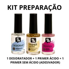 Kit Preparação Unhas Gel Profissional Completo Primer Ácido Sem Ácido Desidratador Alta Fixação