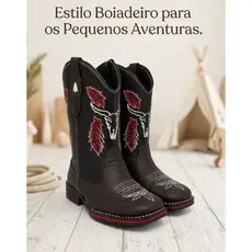 Bota Botina Menino Infantil Texana Country Bordada Boi Com Zíper Bico Quadrado- Lançamento!