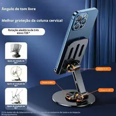 Suporte Espaço Alumínio de Mesa Base Rotatória Ajustável 360º Para Smartphones e celular