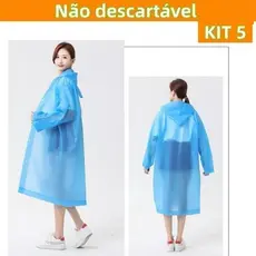 KIT5 Branco Capa de chuva por atacado Capa Chuva Adulto Confortável Adolescente Capuz Impermeável Unissex Reutilizável