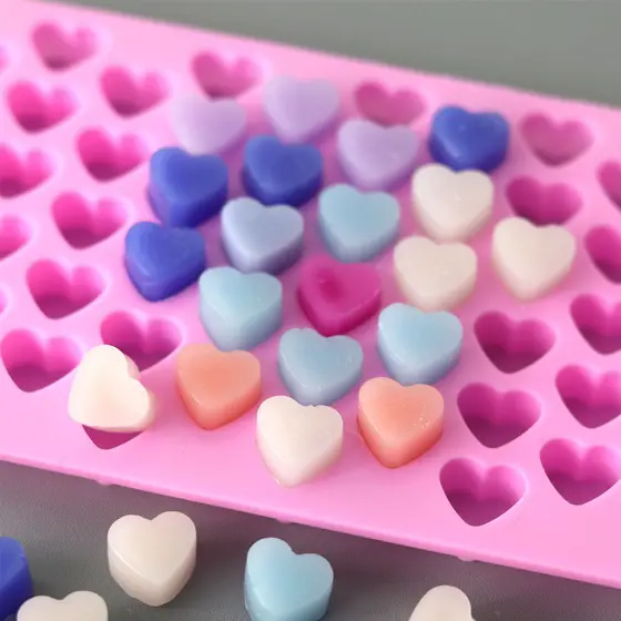 55 Compartimentos Forma Do Coração Molde De Silicone Em De Vela DIY Pequeno Bolo De Amor Chocolate Bandeja De Gelo