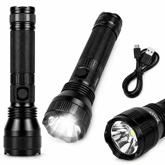 Lanterna LED Recarregável 3W Forte 150m USB Alta Potência Portátil