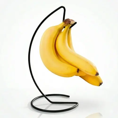 Gancho Conservador Banana Suporte De Mesa Fruteira Porta Cacho Frutas Cozinha Bancada Preto E Branco