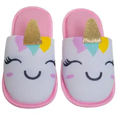 Pantufa Infantil Menina Unicórnio Chinelo de Quarto Macia Leve e Confortável