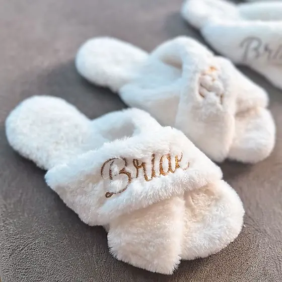 Pantufa Rasteirinha Noiva Feminino Confort Peluciada Casamento Dia da Noiva Luxo