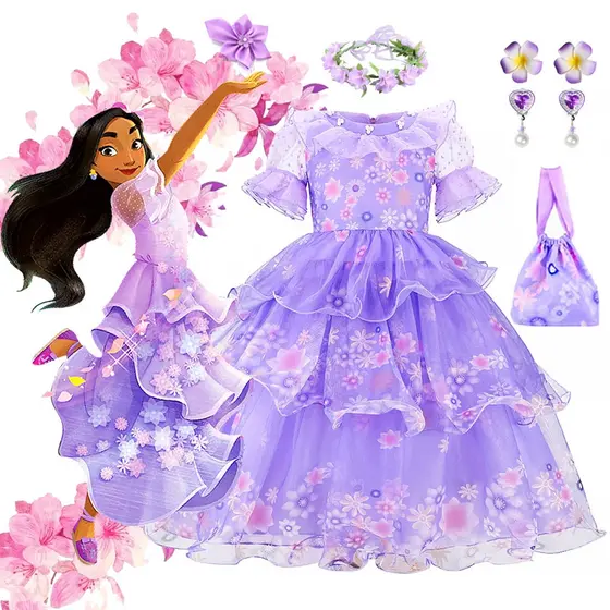 Nova Isabela Princesa Vestido Charmoso Festa De Aniversário De Carnaval De Menina Cosplay Encanto Fantasia