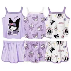 Bonito Kuromi Meninas Pijamas Estilo Fino Verão Novo Crianças Estilingue Ternos Loungewear Pode Usar Fora