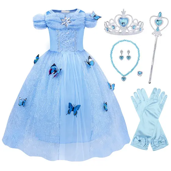 Meninas Cinderela Princesa Vestido Festa De Aniversário Natal Cosplay Roupas Extravagantes Traje Borboleta Para Crianças
