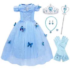 Meninas Cinderela Princesa Vestido Festa De Aniversário Natal Cosplay Roupas Extravagantes Traje Borboleta Para Crianças