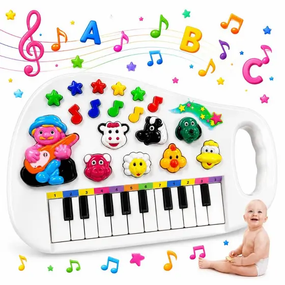 Piano Infantil Musical Teclado Com Som De Animais Fazenda