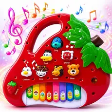 Piano Teclado Musical Morango Com Luz Sons Educativo