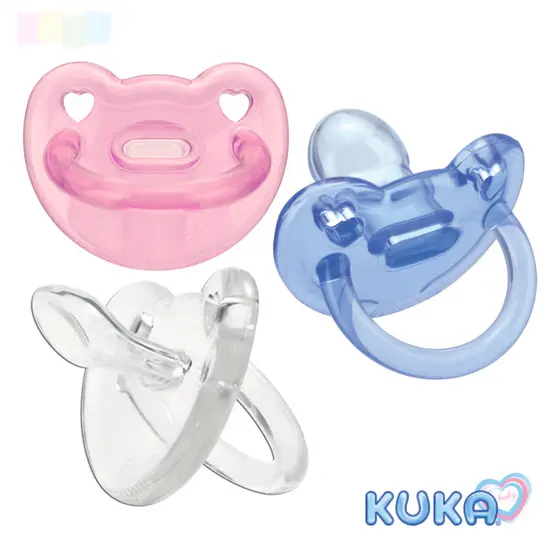 Chupeta 100% Silicone Kuka para bebê +6 meses Soft Confort com Alça Adapta ao nariz e a boca