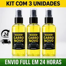 𝗞𝗜𝗧 𝗖𝗢𝗠 𝟯 CHEIRINHO CARRO NOVO PREMIUM New Car: Elimina Fungos e Bactérias, Aroma Duradouro