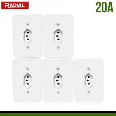 Kit 5un Tomada 20A Simples Completa 110V-220V Radial