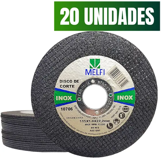 20un Disco De Corte Esmerilhadeira Inox 4.1/2 Extra Fino 1mm