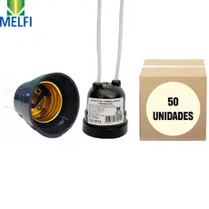 Kit 50un Bocal De Lampada Reforçado Soquete Com Rabicho E27