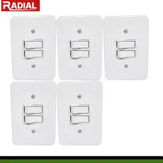 Kit 5un Interruptor Duplo Apagador Simples 110v-220v