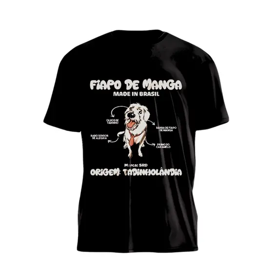 Camiseta Doguinho Fiapo de Manga Camiseta Pet Camiseta Geek
