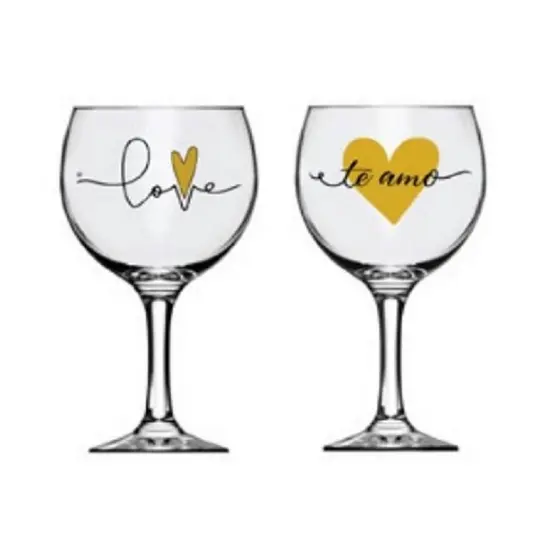 Kit Taças Royal Drink Taças Gin Amor Kit 2 Taças Para Casais