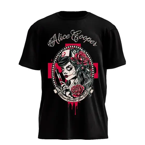 Camiseta Alice Cooper Camiseta Banda Alice Cooper Nurse Rose