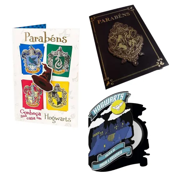 Cartão 3d Harry Potter Hogwarts Com Boton Harry Potter