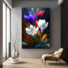 Quadro Decorativo Flores Coloridas em Alta Resolução – Arte Floral Moderna para Sala ou Quarto
