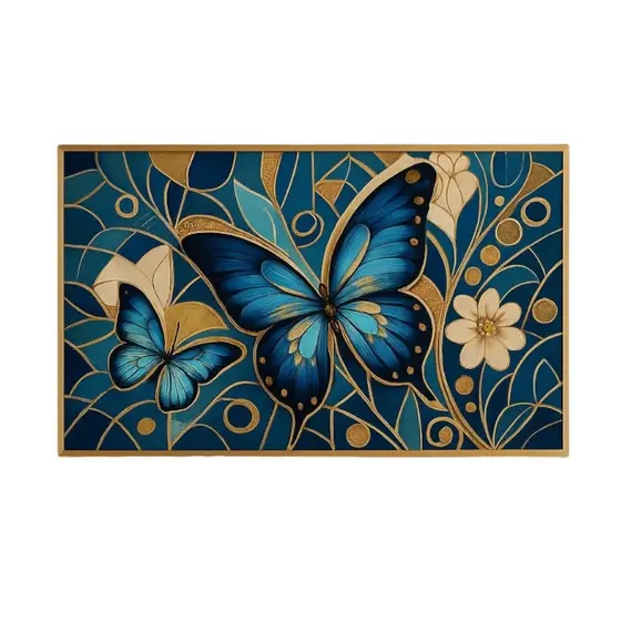 Quadro Decoração Parede Sala Grande Borboletas Azuis Luxo Peça Única FULL HD Decorativo Quarto Sala