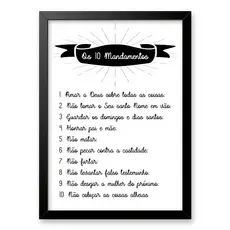 Quadro Decorativo 10 Mandamentos Bíblia Fé Cristã Religião Decoração para Parede Sala Quarto Hall