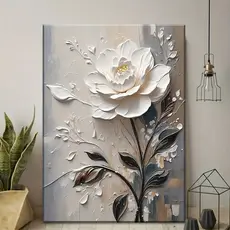 Quadro Decorativo Floral Minimalista Arte Moderna com efeito 3D Tons Neutros para Sala Quarto hall