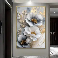 Quadro de Flores Elegantes em Tons Neutros – Arte Decorativa para Hall, Sala ou Quarto