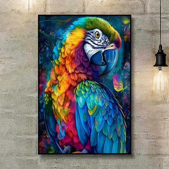 Quadro Decorativo Arara Azul Colorida Natureza 1 Peça Sala Quarto Hall