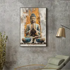 Quadro Decorativo Buda Meditação Estilo Rústico Zen Oriental Sala Quarto 4K MDF