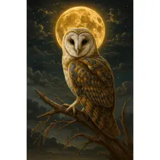 Quadro Decorativo Coruja Lua Cheia 1 peça Decoração Sala Quarto Hall 4K grande