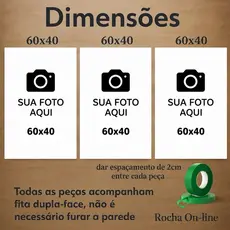Kit 3 Quadro Decorativo Personalizado com sua Foto ou Arte